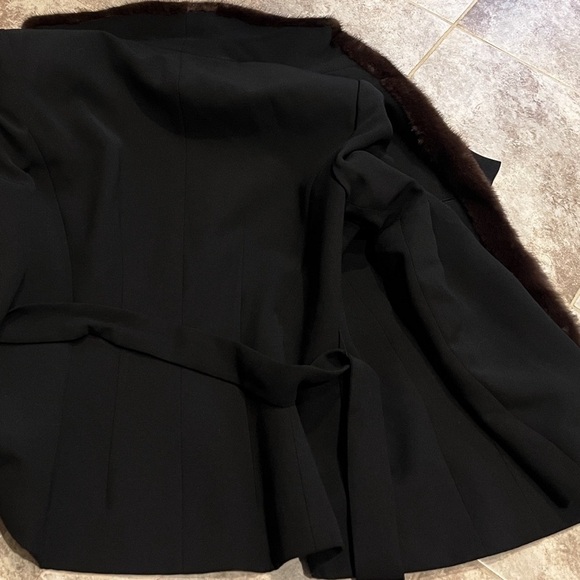 SHANI Mink Collar Jacket Blazer Style Belted Size 10 Black Brown Lined FLAWLESS - Picture 11 of 13